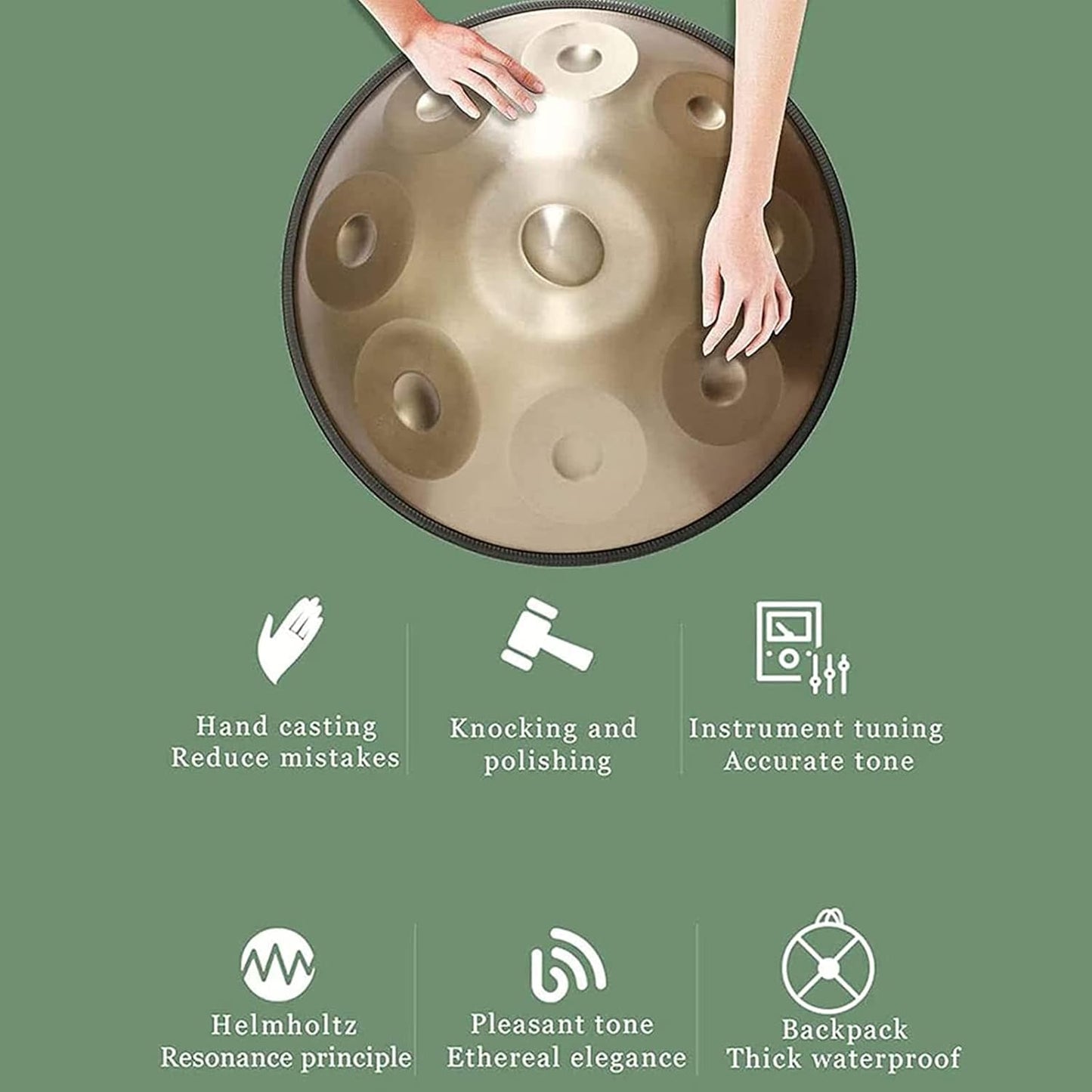 Tambour À Main En Acier De 22 Pouces, Instrument À Tambour Handpan, Haut Niveau De Qualité, Haut Niveau De Qualité, Produisant Une Résonance Agréable 440HZ