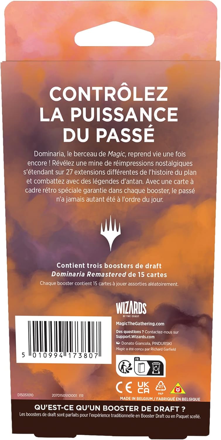 Magic The Gathering D15051010 Pack De 3 Boosters De Draft Dominaria Remastered (Version Française), Multicolore