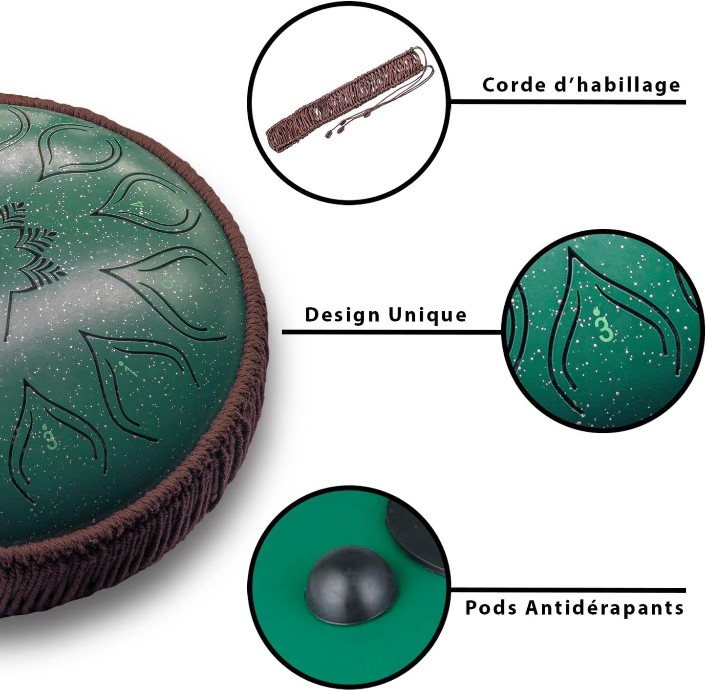 ORORA Handpan Steel Tongue drum (12 pouces 13 notes) - Instrument de musique enfant et adulte - Tambour zen et méditation - Ebook de 20 partitions offert - Cadeau original relaxation