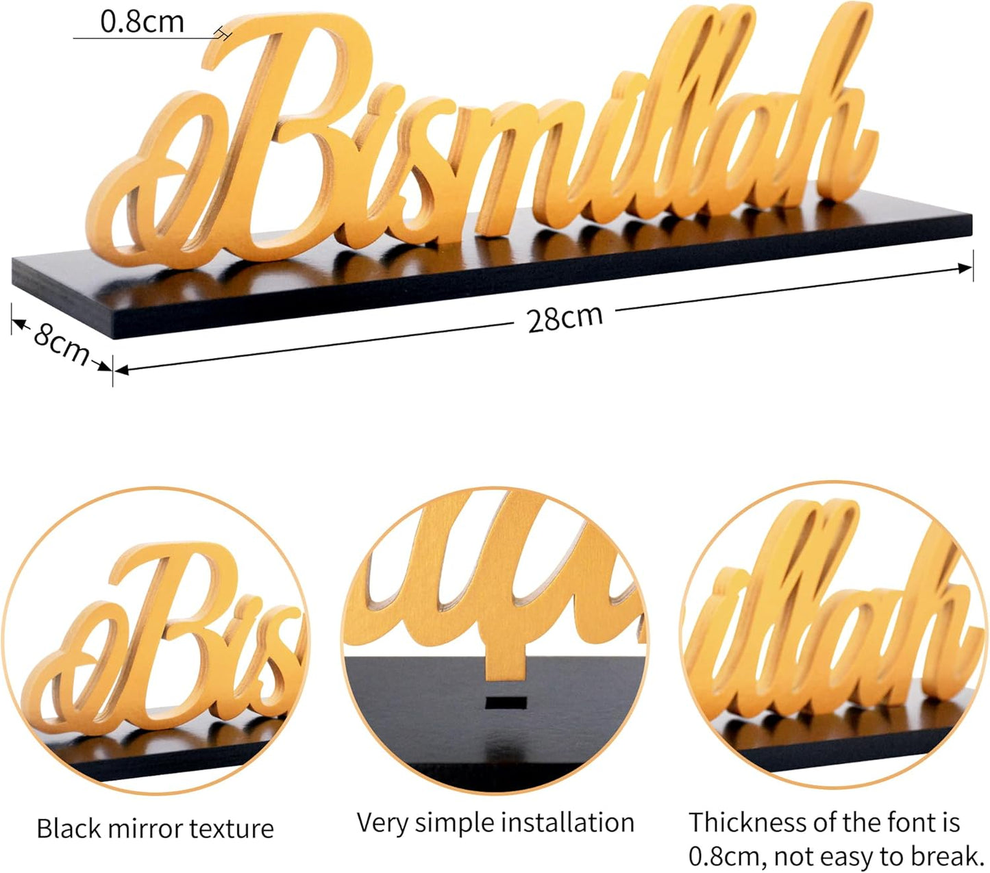 1Pc "Bismillah" Décoration Ramadan,Décoration Islamique, Eid, Aïd al-Fitr, Omra Mubarak, Décoration Islamique pour Table et Chambre – Idéale pour Fête Spirituelle