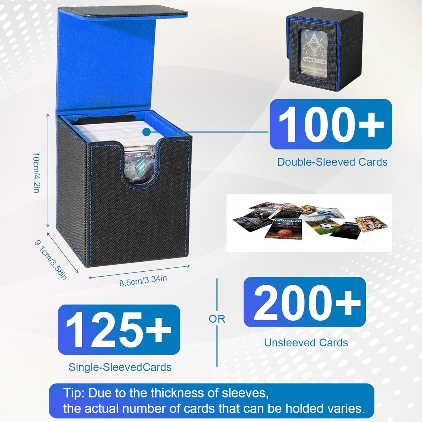 Deck Box pour Cartes MTG Commander, Boite Rangement Peut Contenir Jusqu'à 100+ Cartes avec Fenêtre D'affichage PU Leather Magnetic Box Compatible Commander/TCG/Cartes à Collectionner