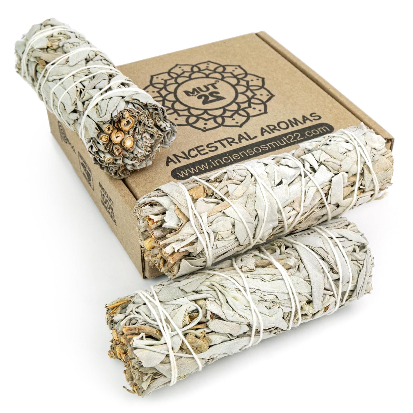 3 Sauge Blanche et 3 Palo Santo Sacrés à Brûler - Herbes de Purification et d'Harmonie pour Spirituelle et Les Rituels Énergétiques
