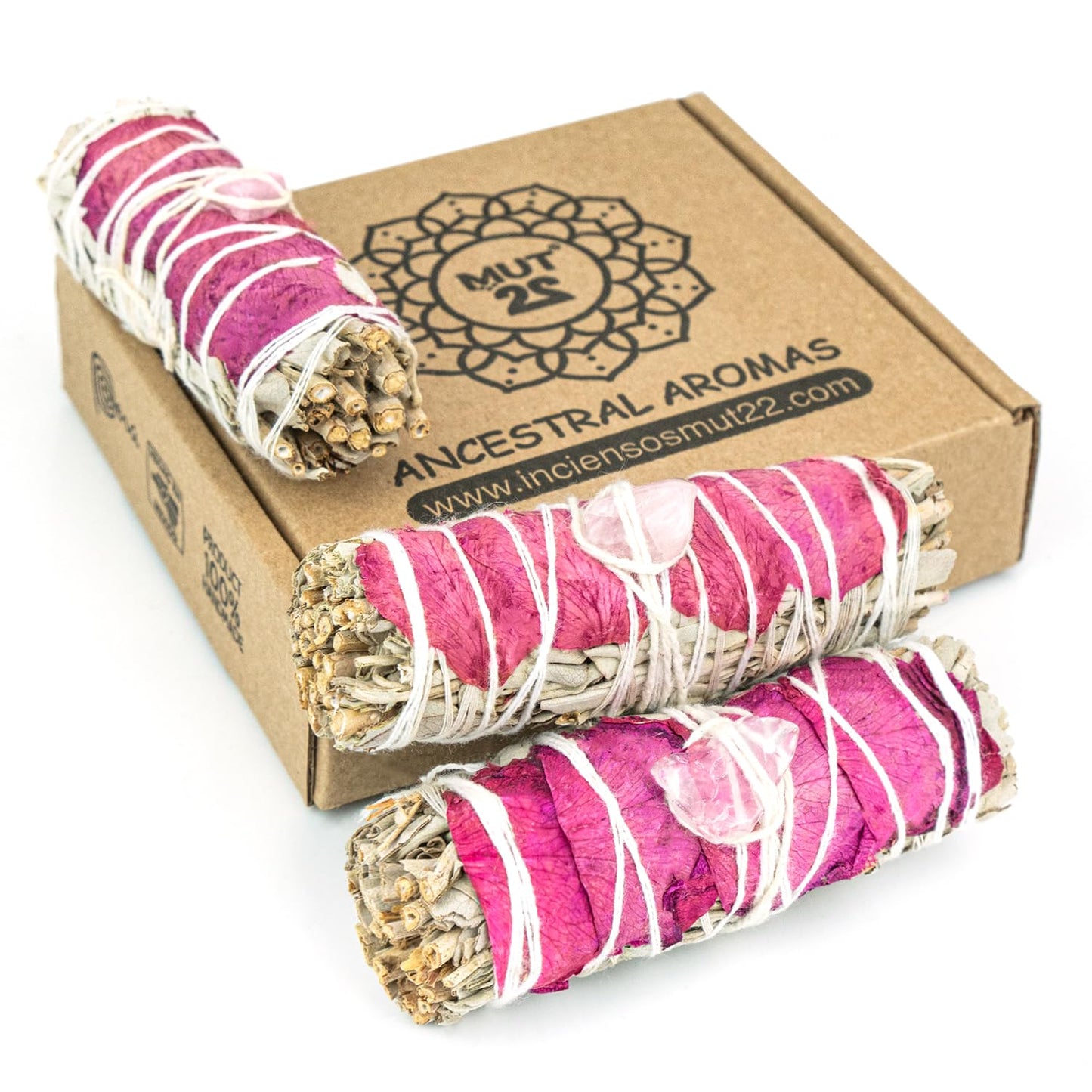 3 Sauge Blanche et 3 Palo Santo Sacrés à Brûler - Herbes de Purification et d'Harmonie pour Spirituelle et Les Rituels Énergétiques