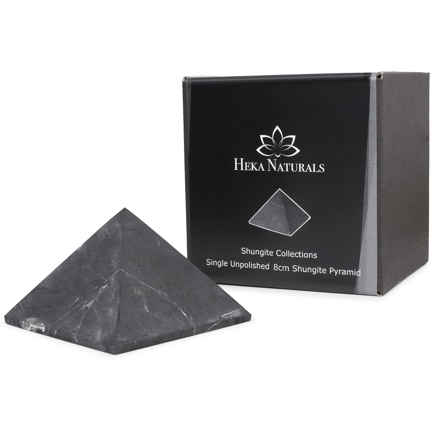 Heka Naturals Pyramide de Shungite non polie en Pierre Noire | Décoration de Bureau en Pierre de Shungite pour la Maison ou le Bureau - Pierres de Chakra, Cristaux de Guérison, Pyramide de Méditation