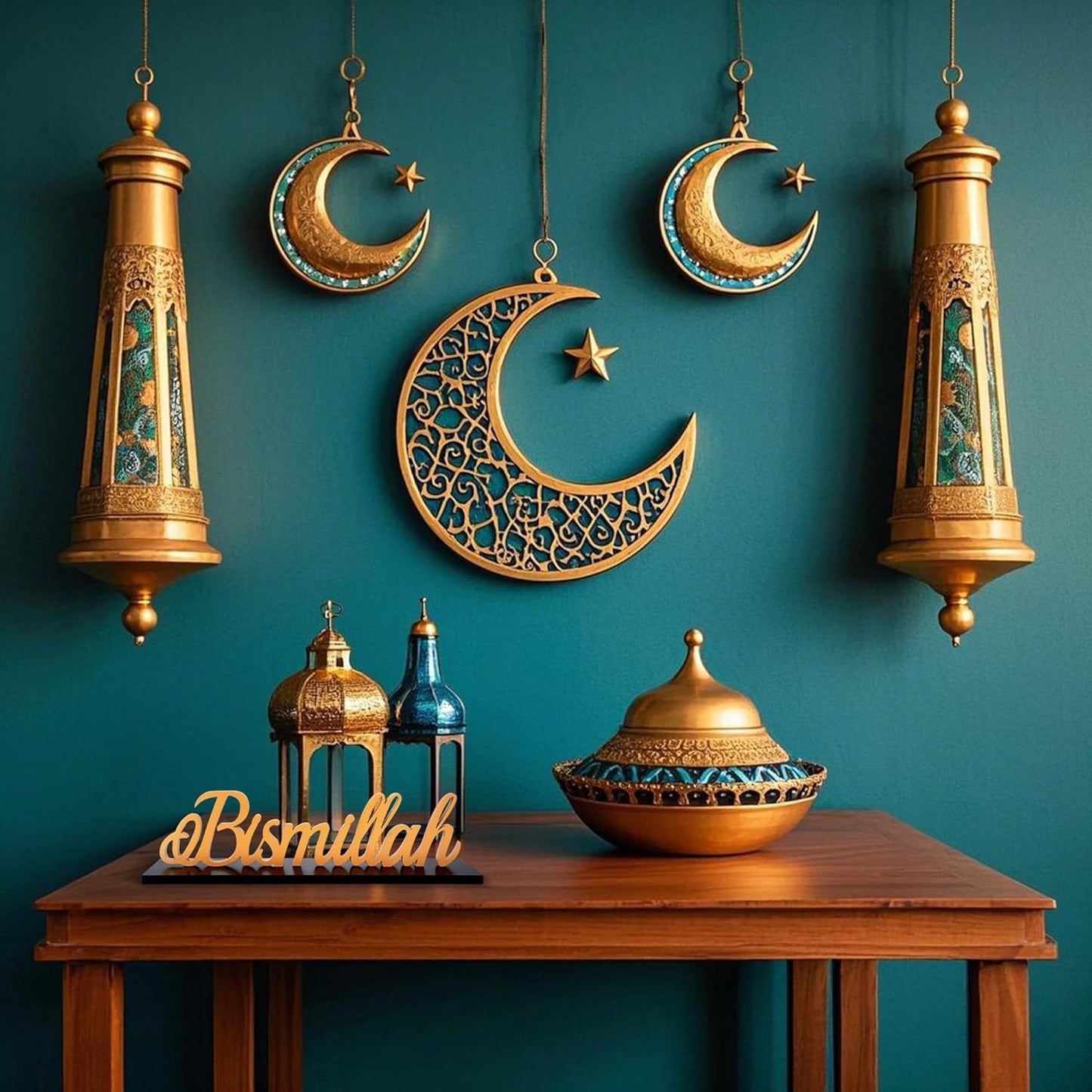 1Pc "Bismillah" Décoration Ramadan,Décoration Islamique, Eid, Aïd al-Fitr, Omra Mubarak, Décoration Islamique pour Table et Chambre – Idéale pour Fête Spirituelle