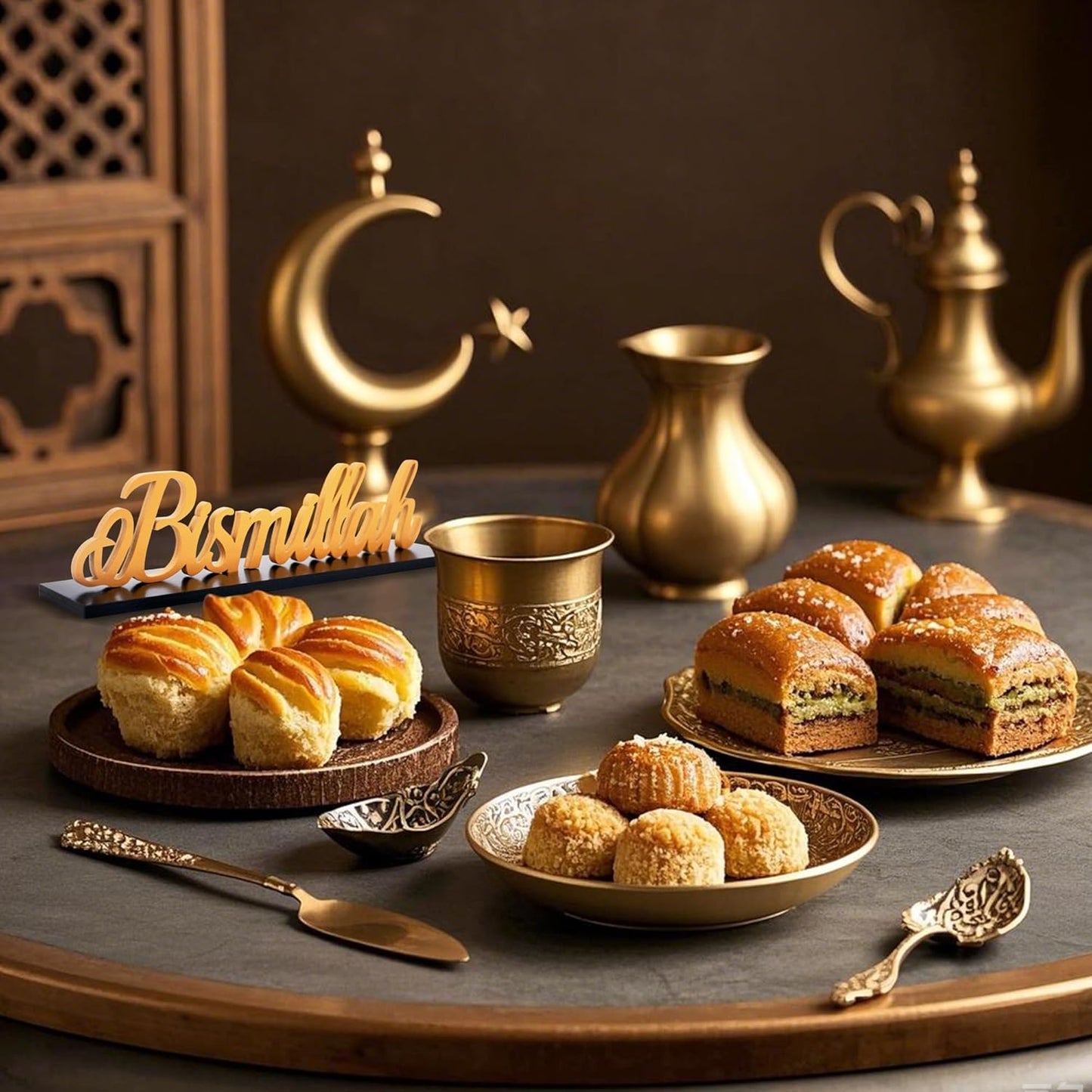 1Pc "Bismillah" Décoration Ramadan,Décoration Islamique, Eid, Aïd al-Fitr, Omra Mubarak, Décoration Islamique pour Table et Chambre – Idéale pour Fête Spirituelle