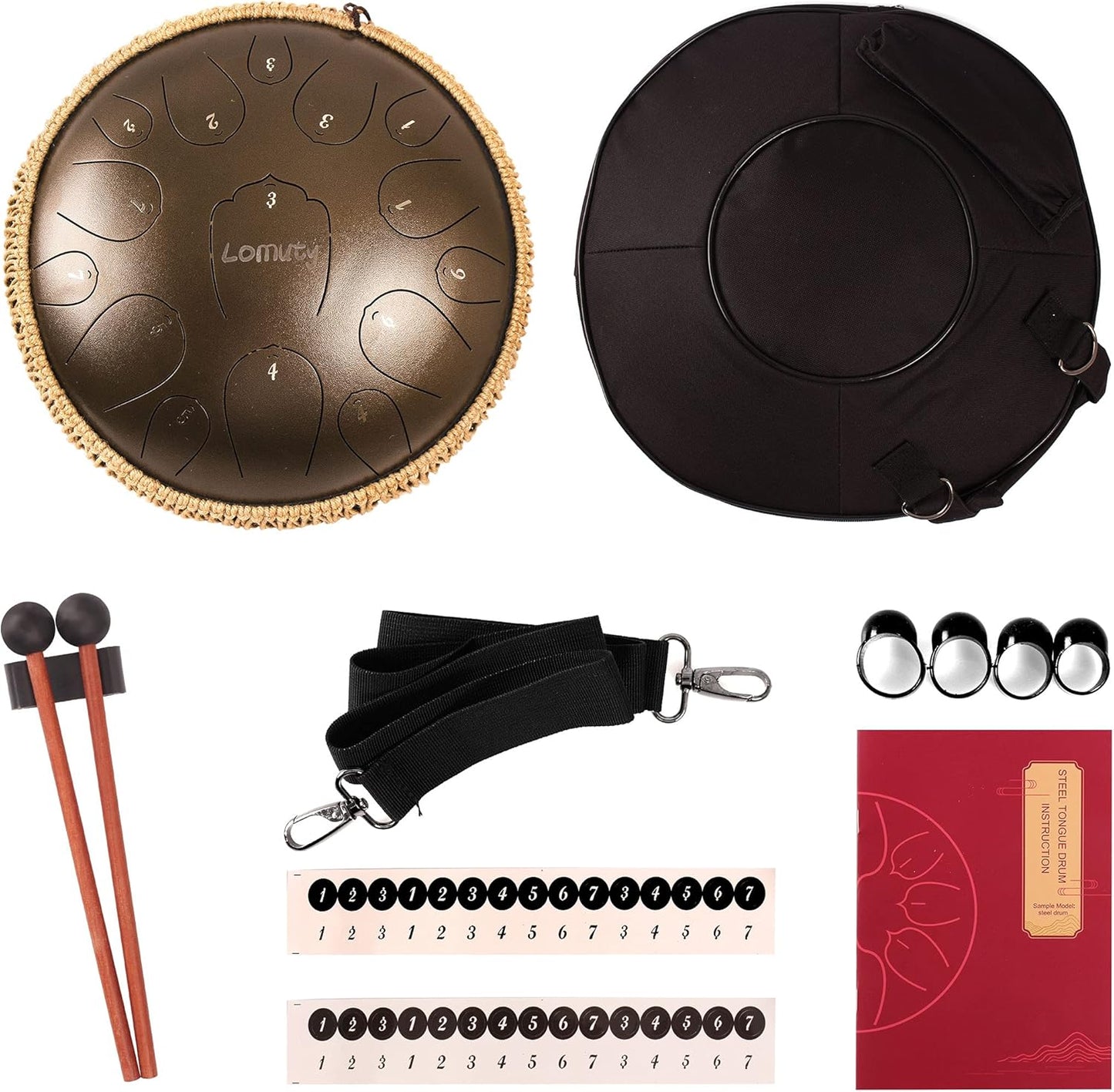 Tambour à Langue en Acier, Touche D 15 Notes Tambour à Main de 13 Pouces, Instrument de Percussion à Main pour L'éducation Musicale (Bronze)