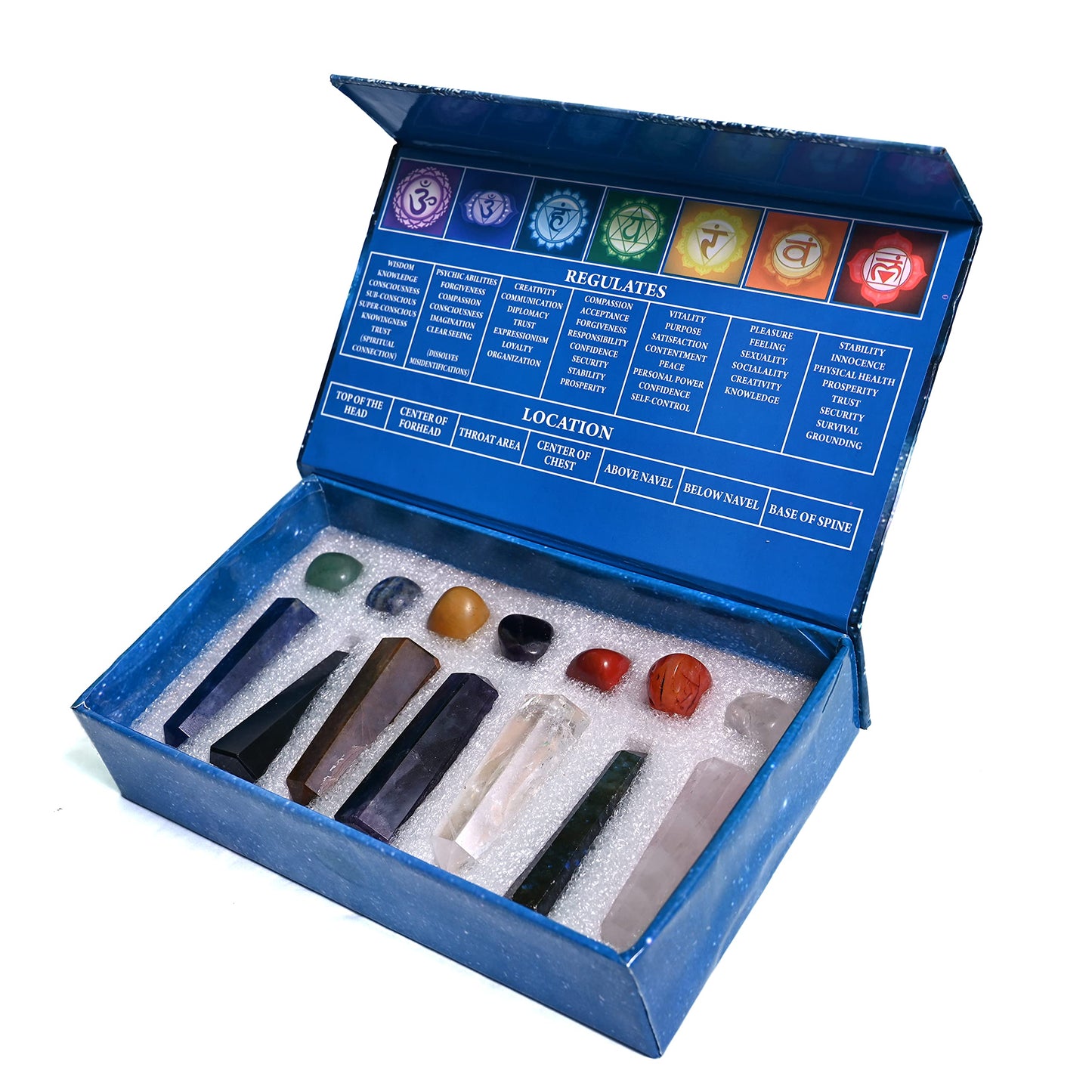 KACHVI Pierres de guérison Baguettes de Chakra Cristaux de Reiki Noire Quartz 2.25-2.50" 6 Crayons à facettes 6pc Ensemble
