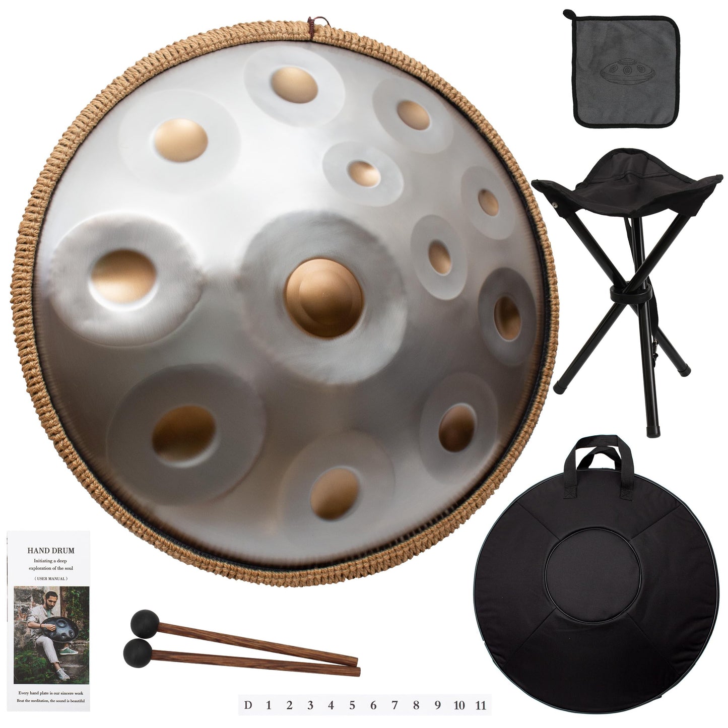 LOMUTY Handpan Drum 12 Tones 22 Inch Steel Tongue Drum avec sac souple, Percussion harmonique pour la guérison du son, la méditation personnelle, le yoga (violet)