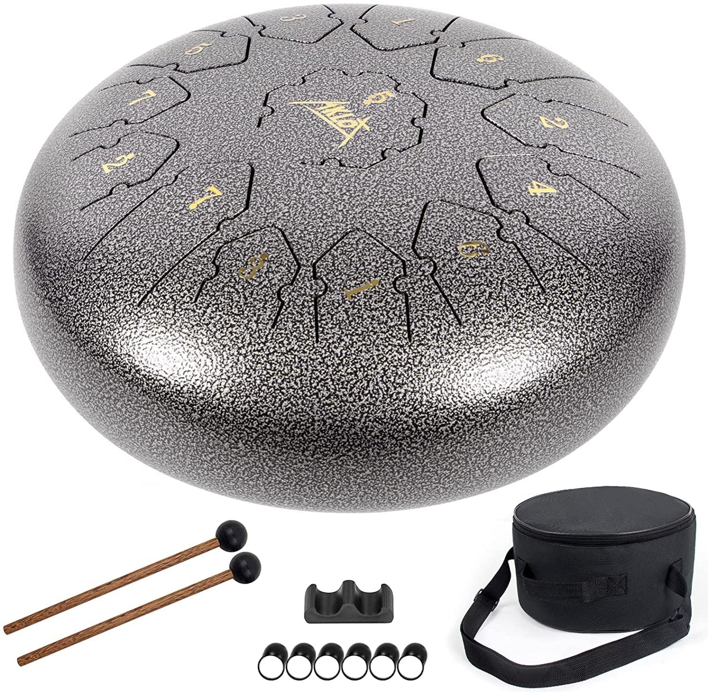 Tongue Drum,AKLOT Handpan 12 Pouces 13 Notes Tambour Zen Steel Tongue Drum Tambour à Langue C Key Pour le Camping, le Yoga, la Méditation