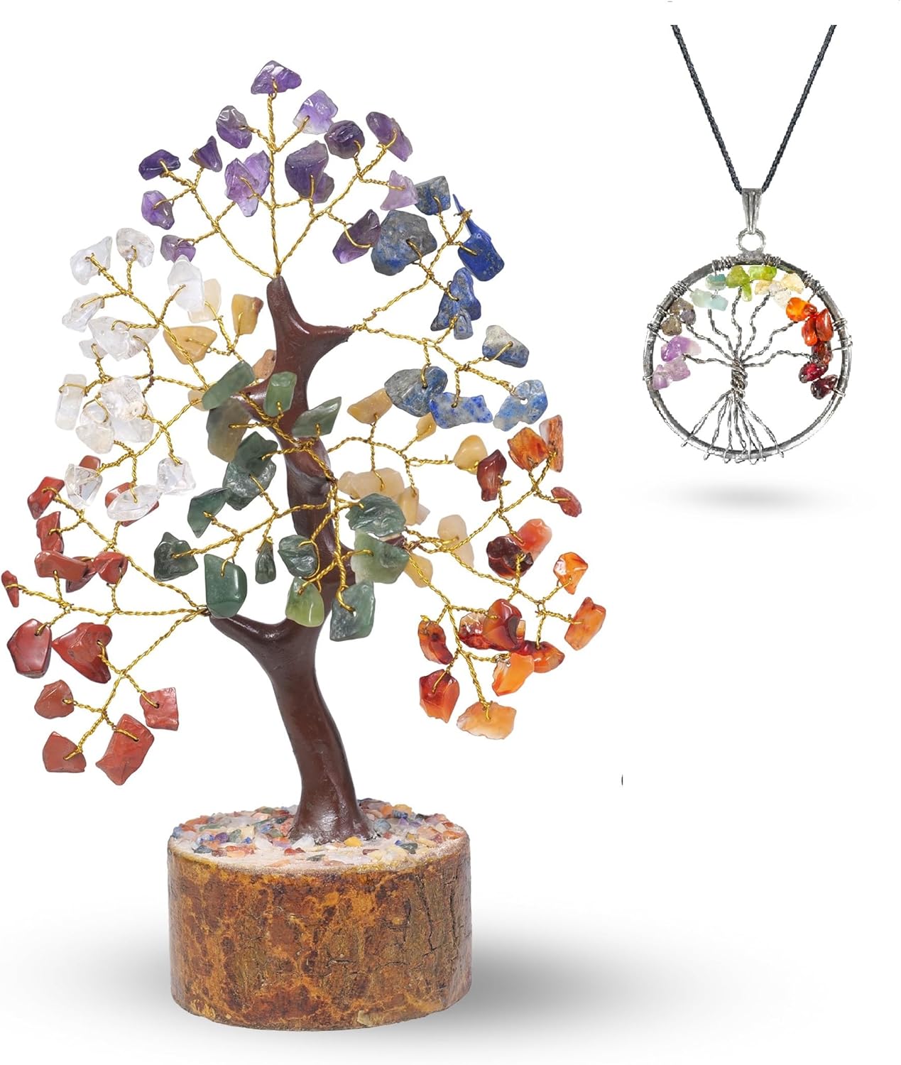 Crystal Tree - Bonsaï - Tree of Life - Sept Chakra Crystals - Crystals and Gemstones - Colliers Crystal - Mini Gem - Cadeaux de réchauffement de la maison Nouvelle maison - Cadeaux spirituels