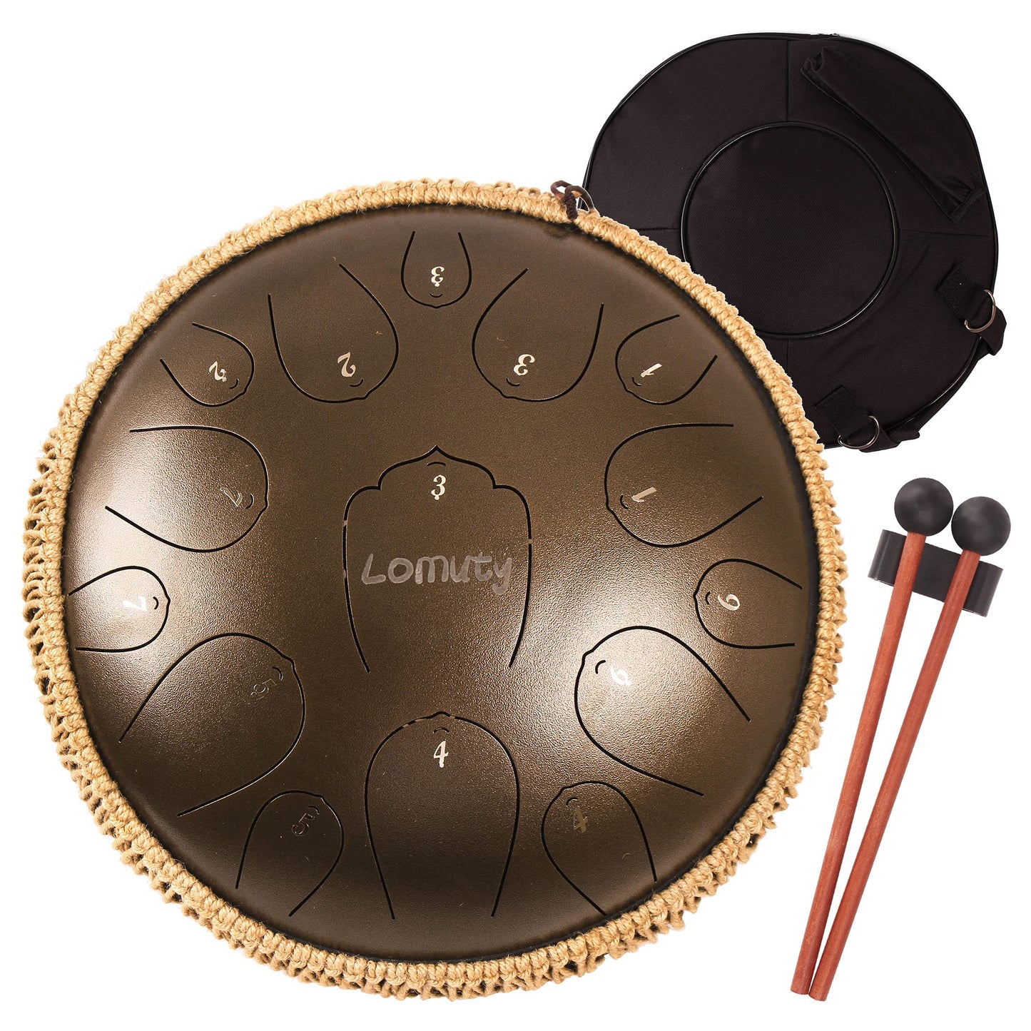 LOMUTY Handpan Drum 12 Tones 22 Inch Steel Tongue Drum avec sac souple, Percussion harmonique pour la guérison du son, la méditation personnelle, le yoga (argent)