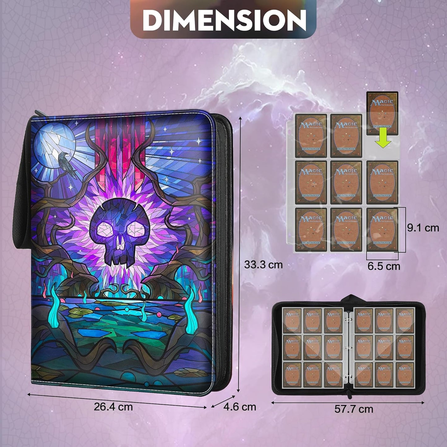 Album de cartes à collectionner pour MTG, pour 900 cartes, reliure MTG pour cartes standard, album de collection pour cartes YGO/PTCG pour enfants (9 compartiments, violet)