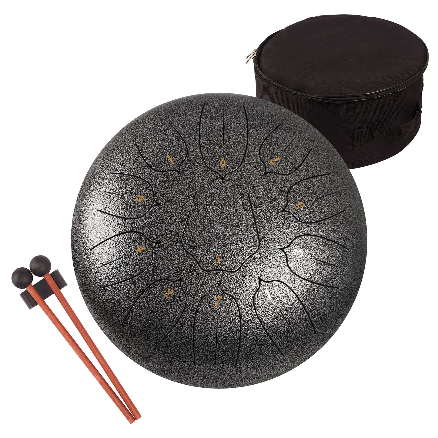 LOMUTY Handpan Drum 12 Tones 22 Inch Steel Tongue Drum avec sac souple, Percussion harmonique pour la guérison du son, la méditation personnelle, le yoga (argent)