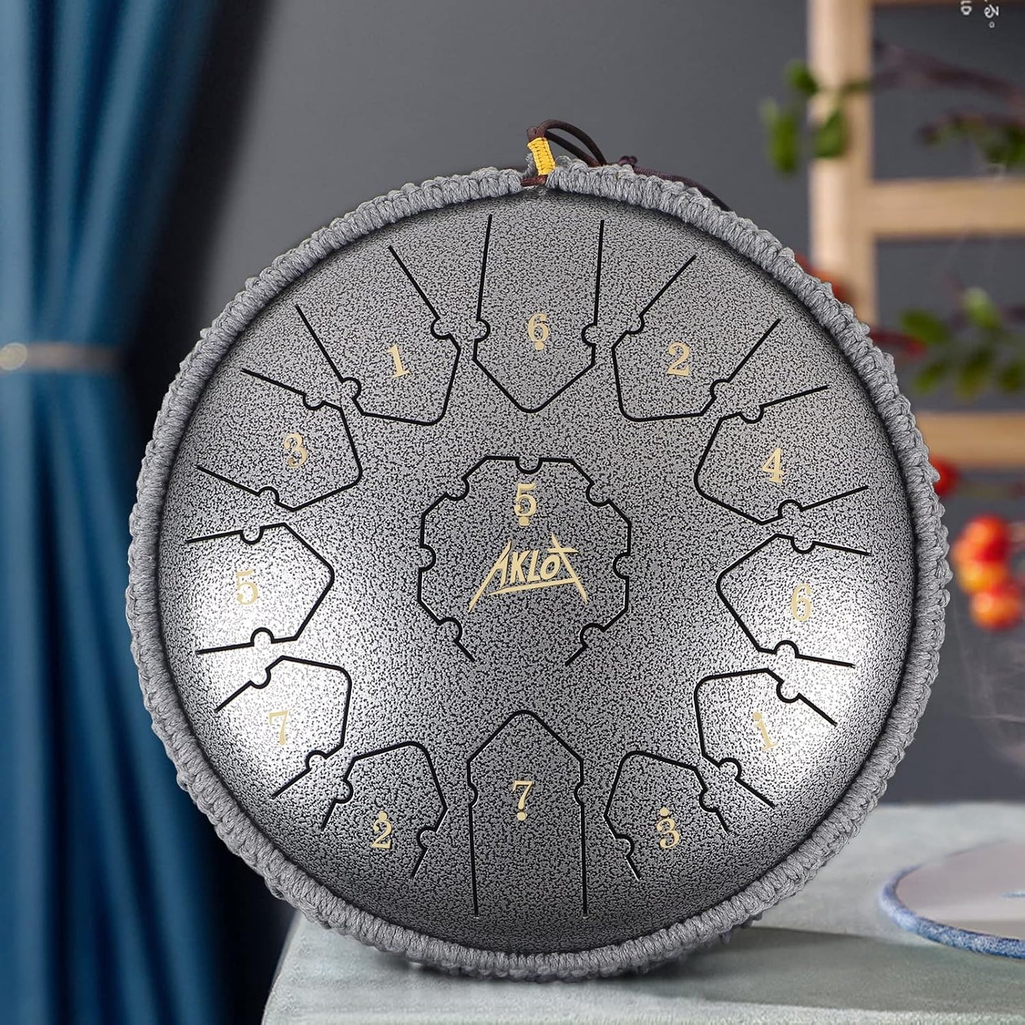 Tongue Drum,AKLOT Handpan 12 Pouces 13 Notes Tambour Zen Steel Tongue Drum Tambour à Langue C Key Pour le Camping, le Yoga, la Méditation