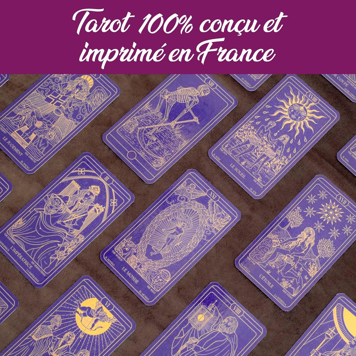 Coffret d'Initiation au Tarot de Marseille : Tarot Divinatoire + Livre de 205 Pages + Nappe Divinatoire & Pochon. Idéal pour Débutants