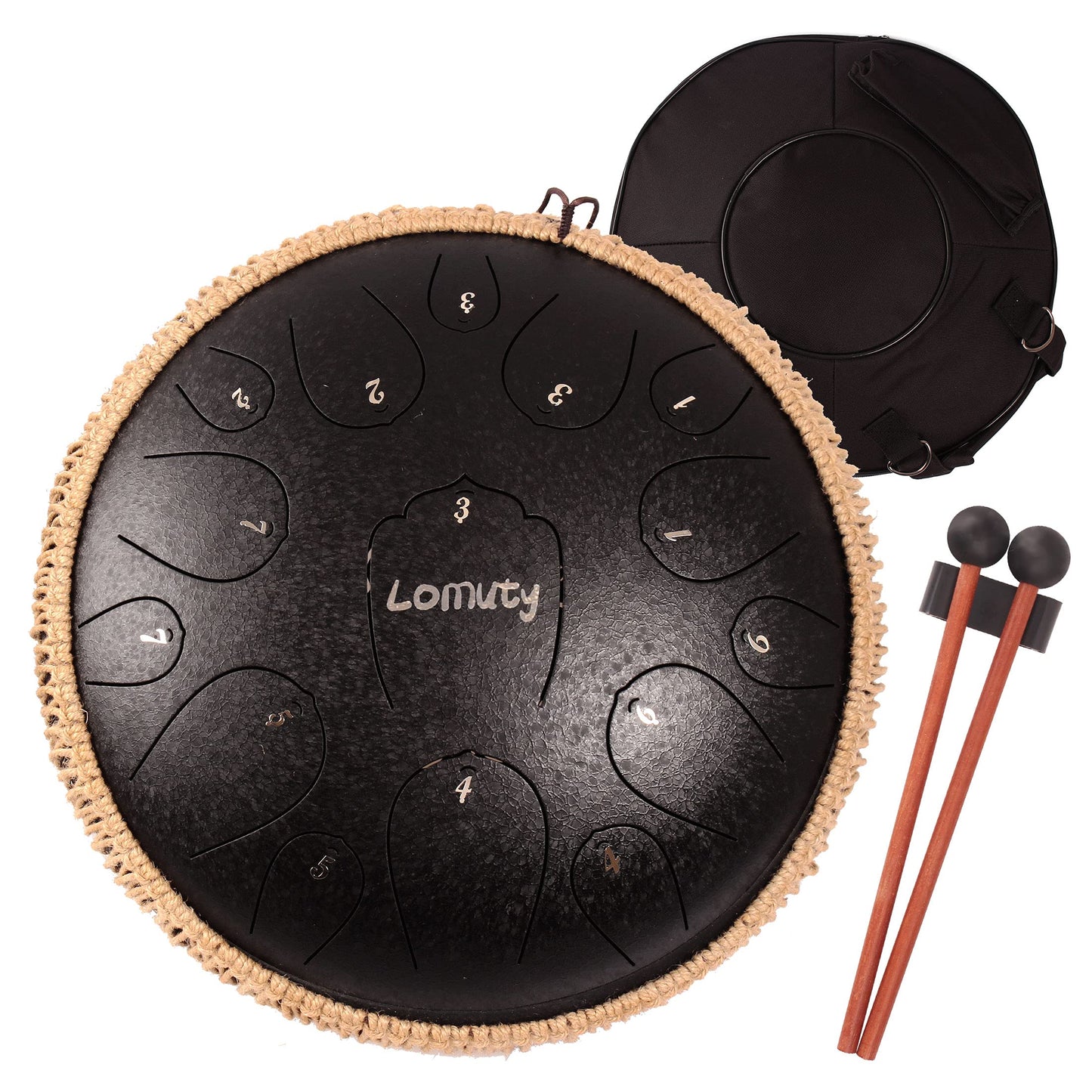 LOMUTY Handpan Drum 12 Tones 22 Inch Steel Tongue Drum avec sac souple, Percussion harmonique pour la guérison du son, la méditation personnelle, le yoga (argent)