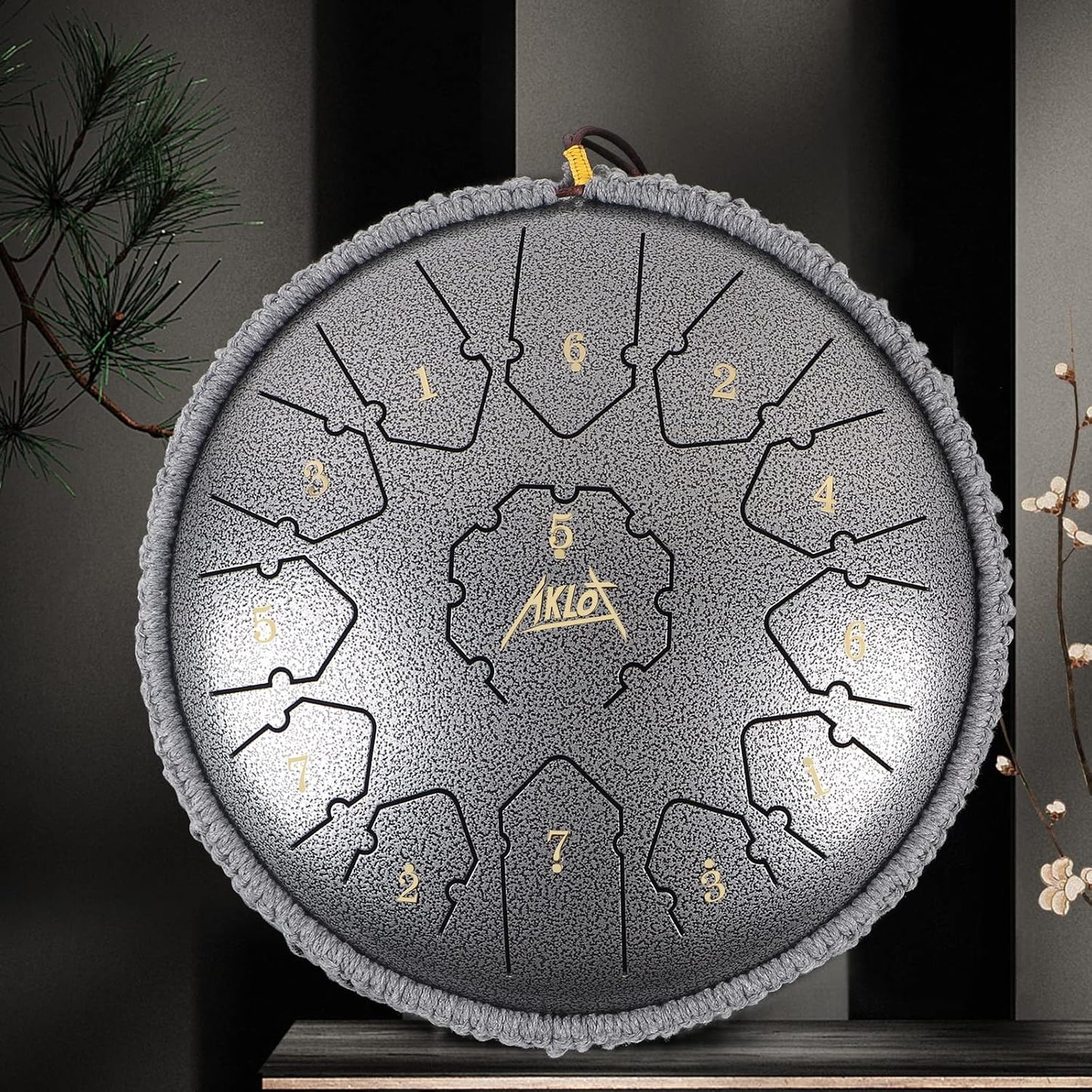 Tongue Drum,AKLOT Handpan 12 Pouces 13 Notes Tambour Zen Steel Tongue Drum Tambour à Langue C Key Pour le Camping, le Yoga, la Méditation