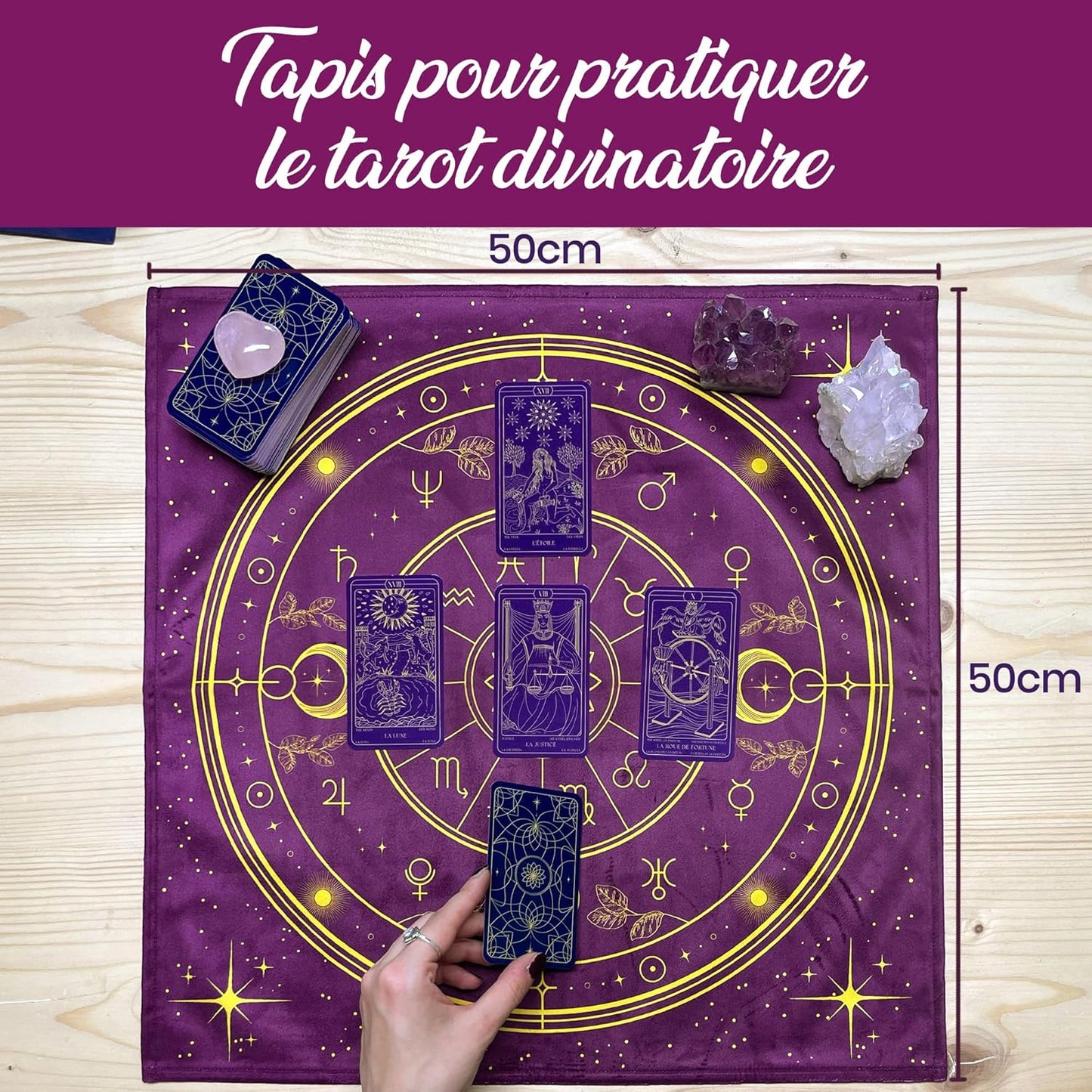 Coffret d'Initiation au Tarot de Marseille : Tarot Divinatoire + Livre de 205 Pages + Nappe Divinatoire & Pochon. Idéal pour Débutants
