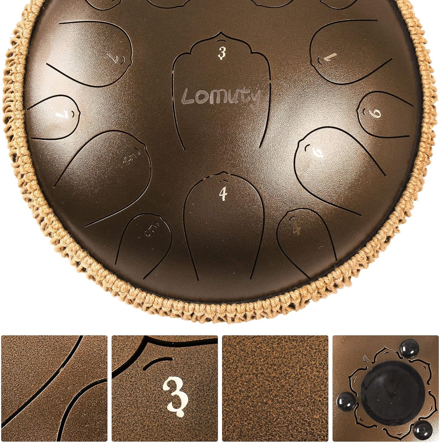 Tambour à Langue en Acier, Touche D 15 Notes Tambour à Main de 13 Pouces, Instrument de Percussion à Main pour L'éducation Musicale (Bronze)