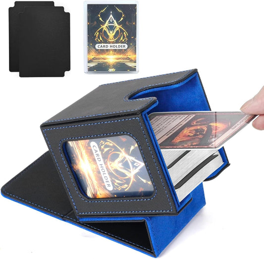 Deck Box pour Cartes MTG Commander, Boite Rangement Peut Contenir Jusqu'à 100+ Cartes avec Fenêtre D'affichage PU Leather Magnetic Box Compatible Commander/TCG/Cartes à Collectionner