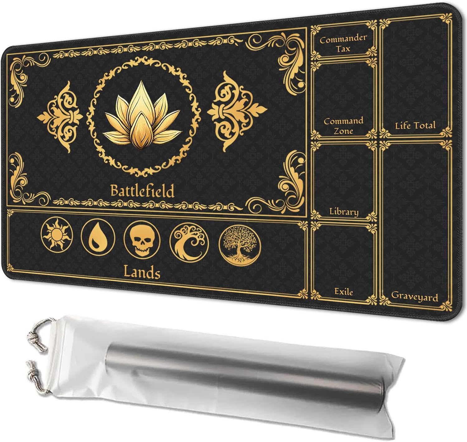 Tapis de jeu pour MTG, taille 61 x 35,6 cm, tapis de jeu de cartes TCG personnalisé pour joueurs de Magic The Gathering - Unique, idéal pour les amateurs de jeux de cartes, noir