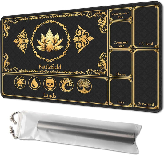 Tapis de jeu pour MTG, taille 61 x 35,6 cm, tapis de jeu de cartes TCG personnalisé pour joueurs de Magic The Gathering - Unique, idéal pour les amateurs de jeux de cartes, noir