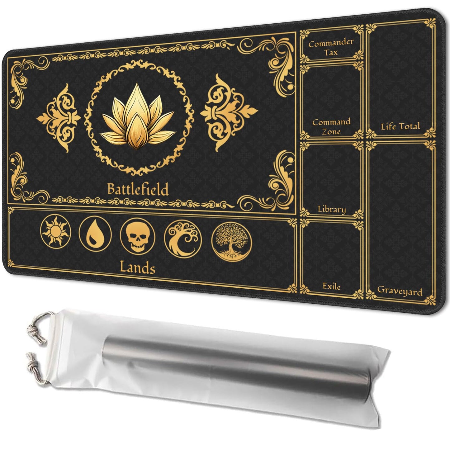 Tapis de jeu pour MTG, taille 61 x 35,6 cm, tapis de jeu de cartes TCG personnalisé pour joueurs de Magic The Gathering - Unique, idéal pour les amateurs de jeux de cartes, noir