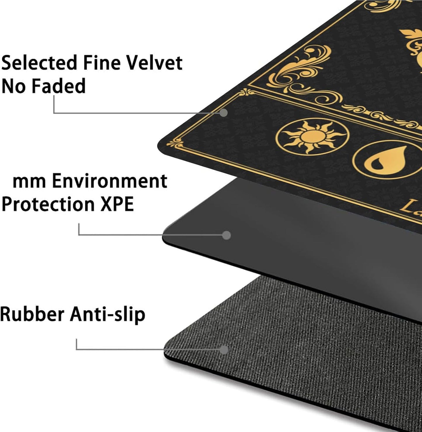 Tapis de jeu pour MTG, taille 61 x 35,6 cm, tapis de jeu de cartes TCG personnalisé pour joueurs de Magic The Gathering - Unique, idéal pour les amateurs de jeux de cartes, noir