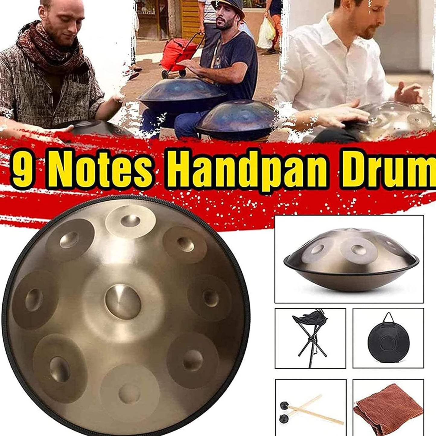 Tambour À Main En Acier De 22 Pouces, Instrument À Tambour Handpan, Haut Niveau De Qualité, Haut Niveau De Qualité, Produisant Une Résonance Agréable 440HZ