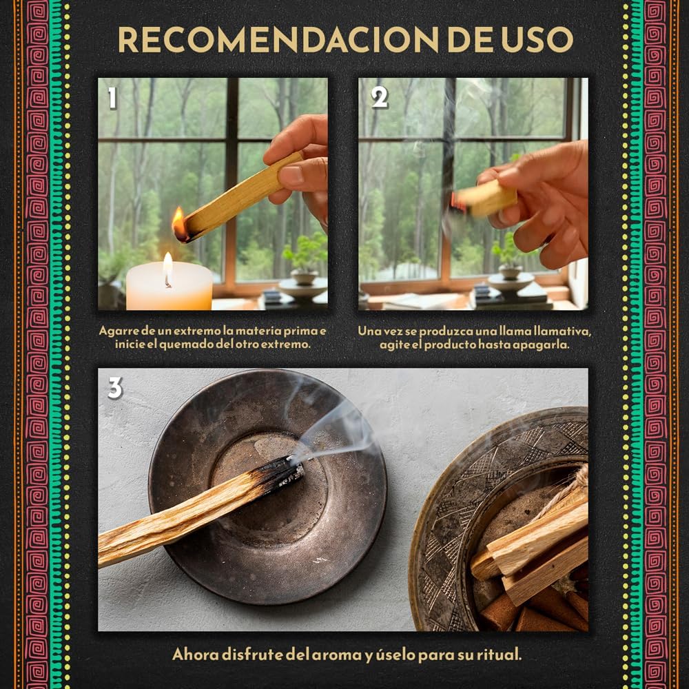 3 Sauge Blanche et 3 Palo Santo Sacrés à Brûler - Herbes de Purification et d'Harmonie pour Spirituelle et Les Rituels Énergétiques