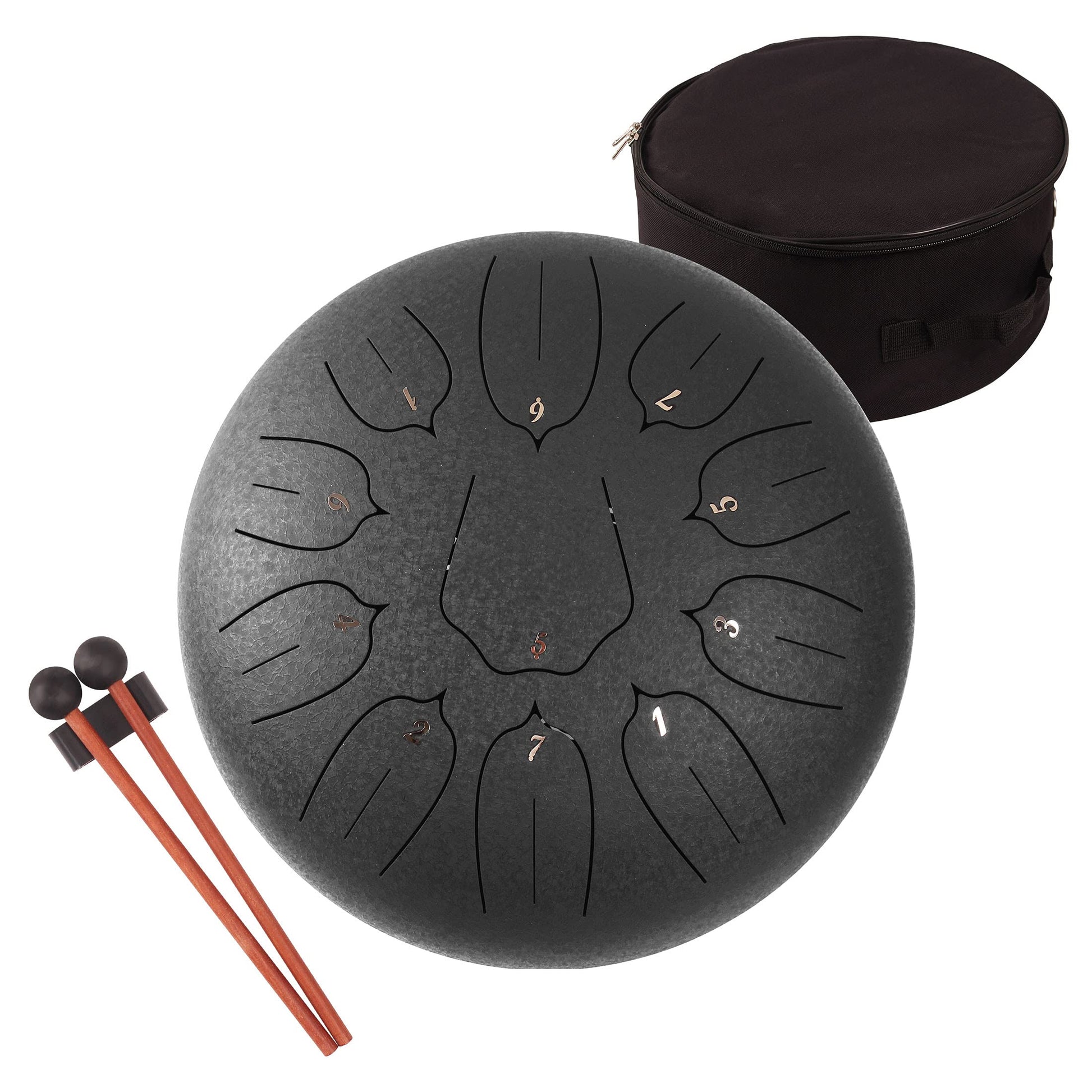 LOMUTY Handpan Drum 12 Tones 22 Inch Steel Tongue Drum avec sac souple, Percussion harmonique pour la guérison du son, la méditation personnelle, le yoga (argent)