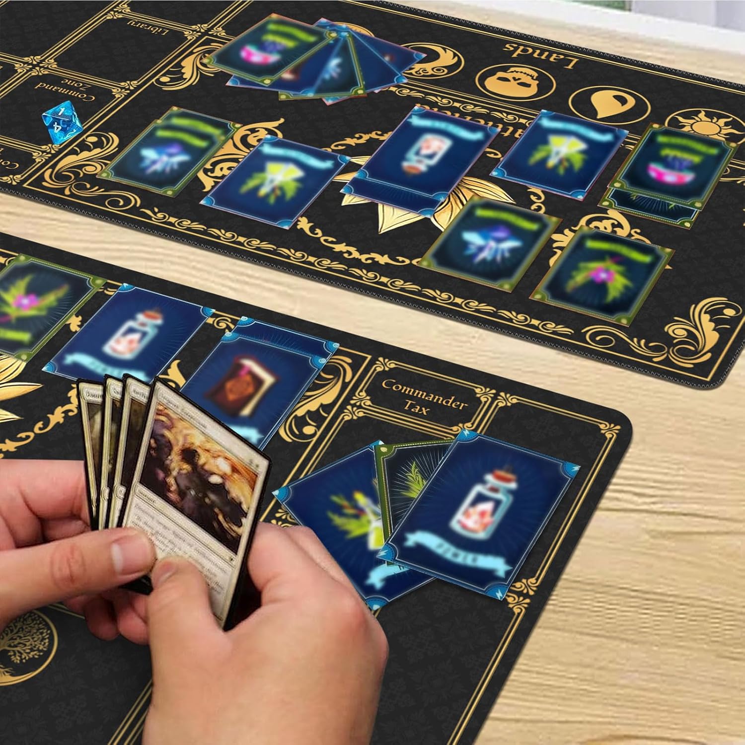 Tapis de jeu pour MTG, taille 61 x 35,6 cm, tapis de jeu de cartes TCG personnalisé pour joueurs de Magic The Gathering - Unique, idéal pour les amateurs de jeux de cartes, noir