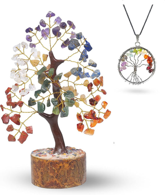 Crystal Tree - Bonsaï - Tree of Life - Sept Chakra Crystals - Crystals and Gemstones - Colliers Crystal - Mini Gem - Cadeaux de réchauffement de la maison Nouvelle maison - Cadeaux spirituels