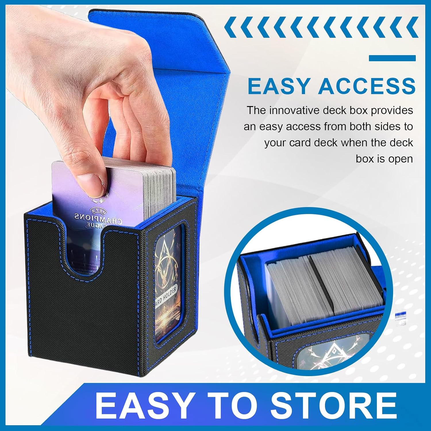 Deck Box pour Cartes MTG Commander, Boite Rangement Peut Contenir Jusqu'à 100+ Cartes avec Fenêtre D'affichage PU Leather Magnetic Box Compatible Commander/TCG/Cartes à Collectionner