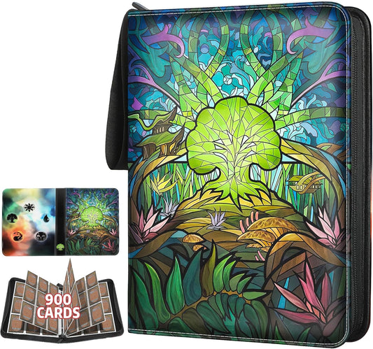 Album de cartes à collectionner pour MTG, pour 900 cartes, reliure MTG pour cartes standard, album de collection pour cartes YGO/PTCG pour enfants (9 compartiments, vert)