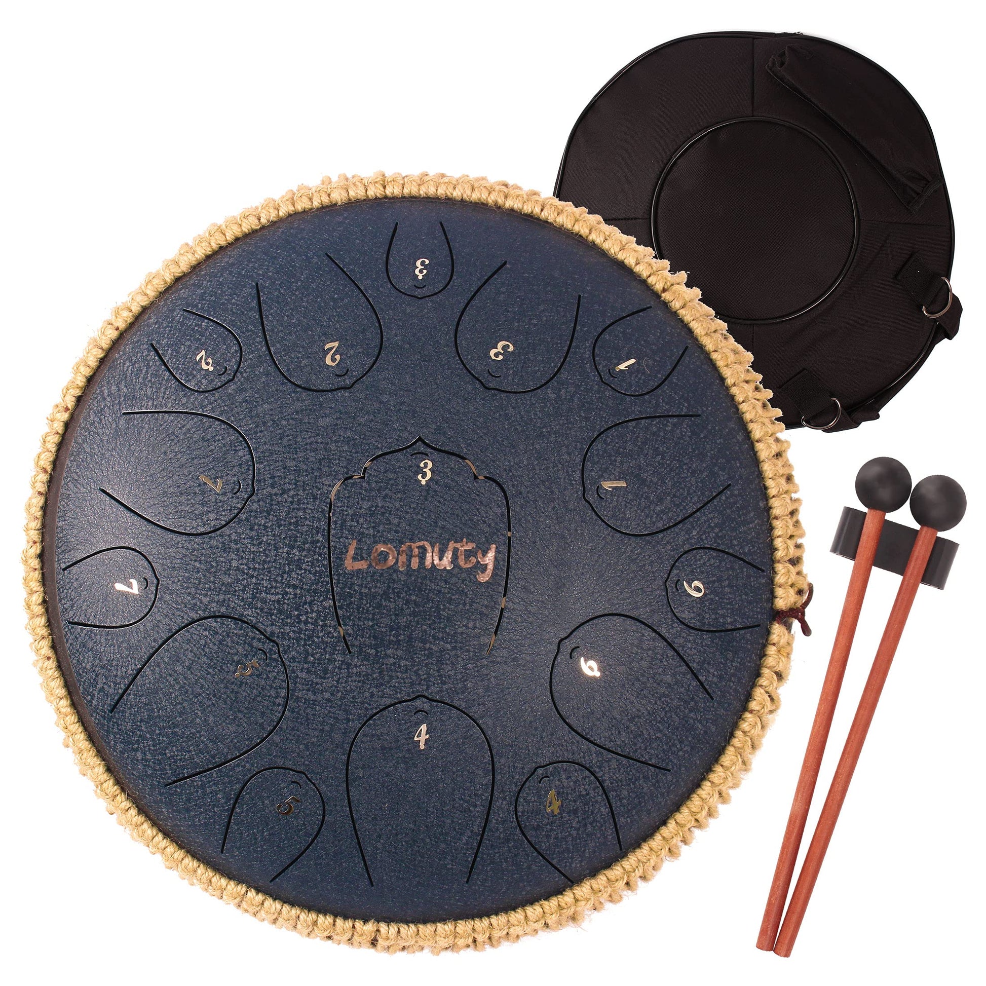 LOMUTY Handpan Drum 12 Tones 22 Inch Steel Tongue Drum avec sac souple, Percussion harmonique pour la guérison du son, la méditation personnelle, le yoga (argent)