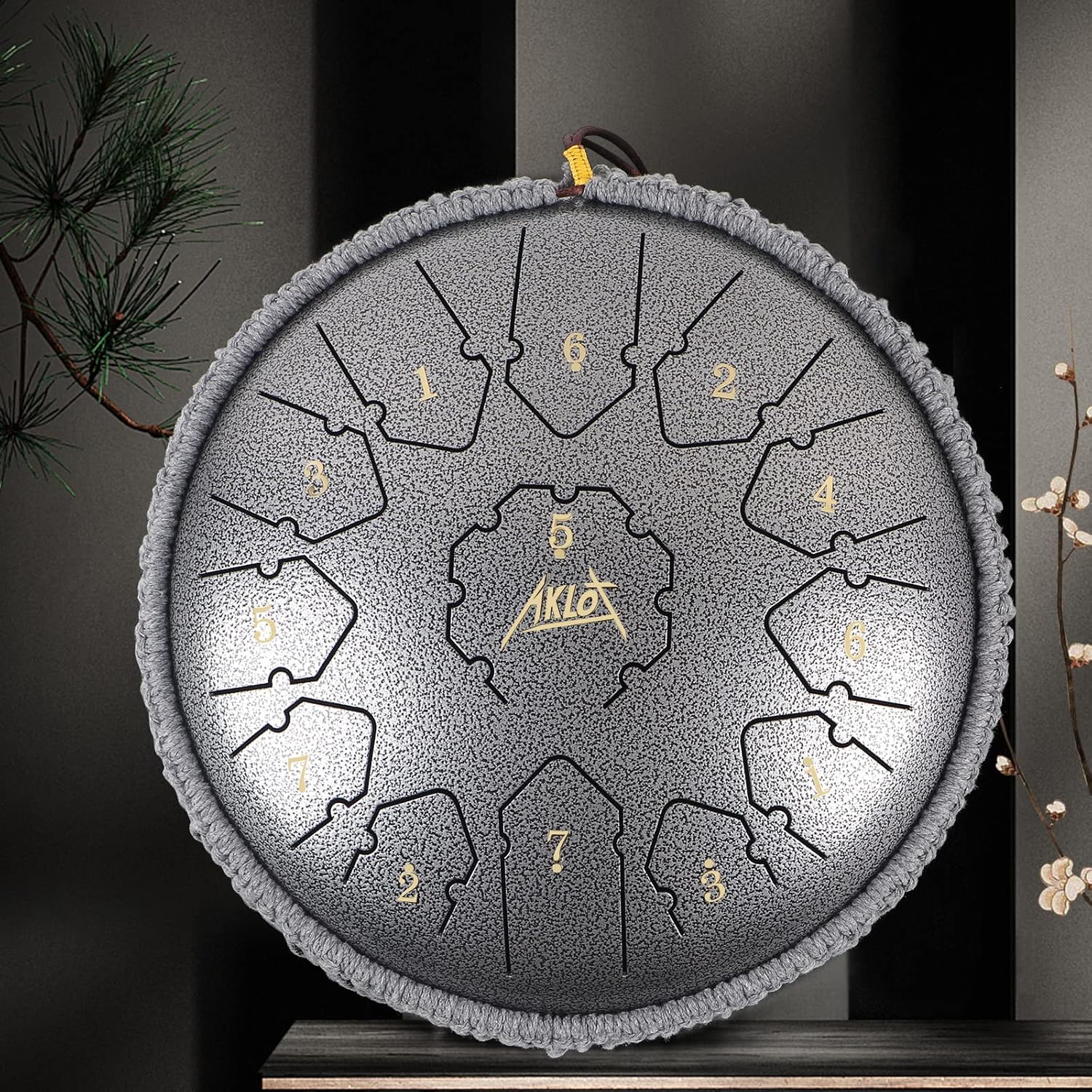 Tongue Drum,AKLOT Handpan 12 Pouces 13 Notes Tambour Zen Steel Tongue Drum Tambour à Langue C Key Pour le Camping, le Yoga, la Méditation